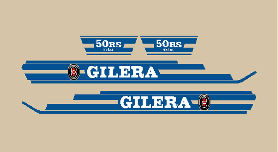Gilera 50 RS trial moto gialla adesivi 