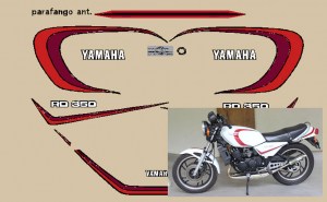 Yamaha RD 350 4L0 moto bianca adesivi @